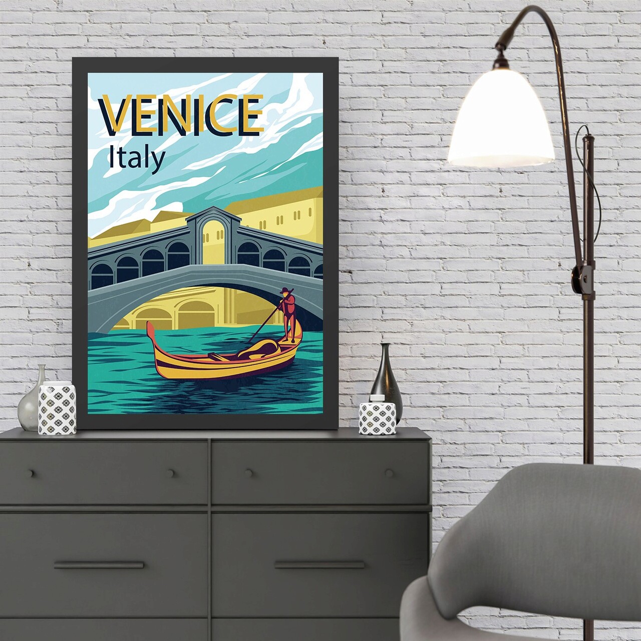 Tablou decorativ, Venice 2 (40 x 55), Polistiren, Multicolor - imagine 3